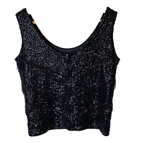 Vintage Hand Full Fashioned Sleeveless Beaded Sequin Top - Picture 1 of 6